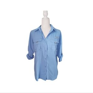 Columbia Womens Blue PFG Shirt, Long Sleeve, Vented back, Size Medium
